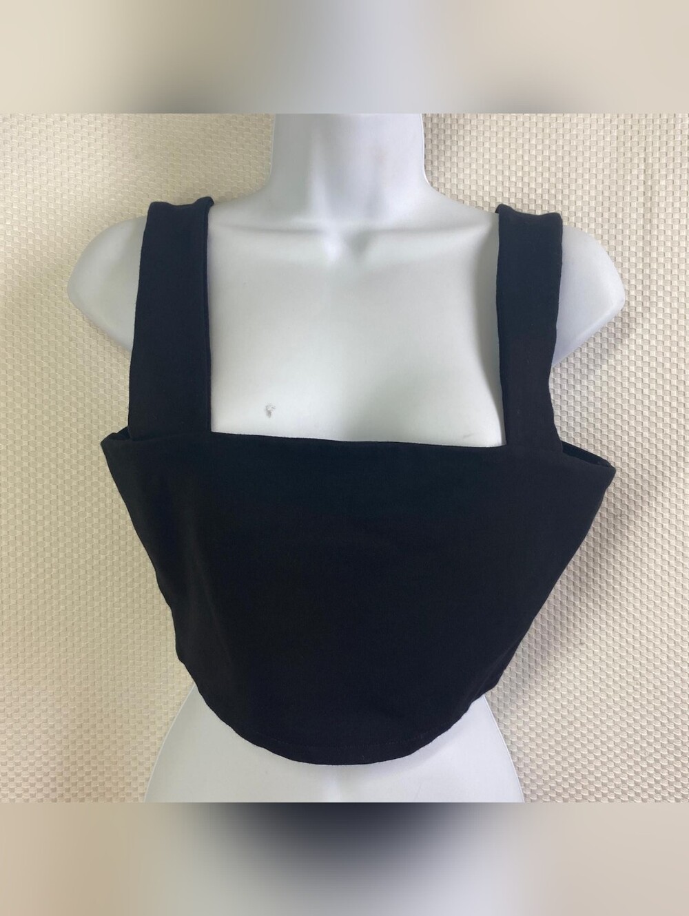 ZARA Black Square Neck Crop Top Tank Wide Straps Size L Minimalist Sexy